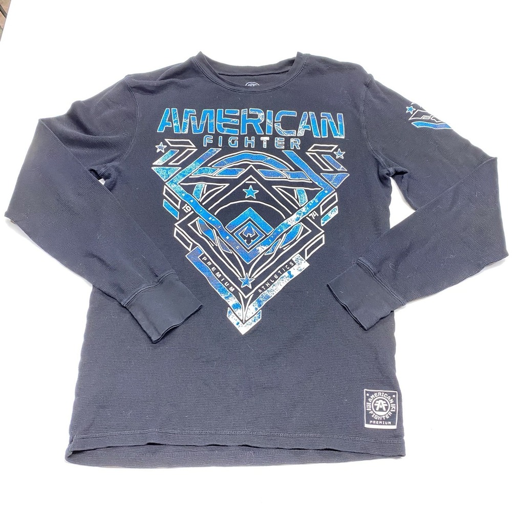 American Fighter Premium Athletics  Shirt Men's Long Sleeve Thermal Black Large - Picture 3 of 9
